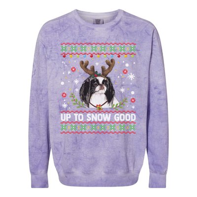 Japanese Chin Dog Reindeer Ugly Christmas Sweater Cool Gift Colorblast Crewneck Sweatshirt