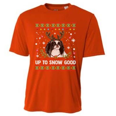 Japanese Chin Dog Reindeer Ugly Christmas Sweater Cool Gift Cooling Performance Crew T-Shirt