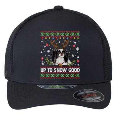 Japanese Chin Dog Reindeer Ugly Christmas Sweater Cool Gift Flexfit Unipanel Trucker Cap