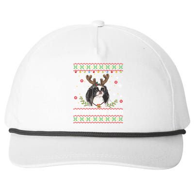 Japanese Chin Dog Reindeer Ugly Christmas Sweater Cool Gift Snapback Five-Panel Rope Hat