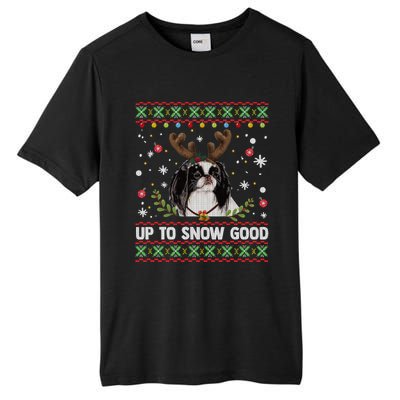 Japanese Chin Dog Reindeer Ugly Christmas Sweater Cool Gift Tall Fusion ChromaSoft Performance T-Shirt