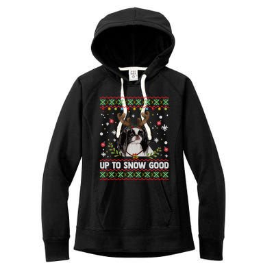 Japanese Chin Dog Reindeer Ugly Christmas Sweater Cool Gift Women's Fleece Hoodie