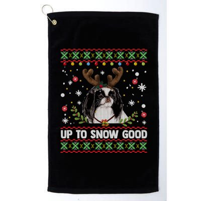 Japanese Chin Dog Reindeer Ugly Christmas Sweater Cool Gift Platinum Collection Golf Towel