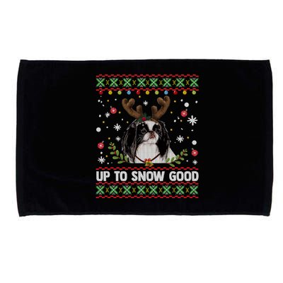 Japanese Chin Dog Reindeer Ugly Christmas Sweater Cool Gift Microfiber Hand Towel