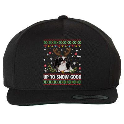 Japanese Chin Dog Reindeer Ugly Christmas Sweater Cool Gift Wool Snapback Cap