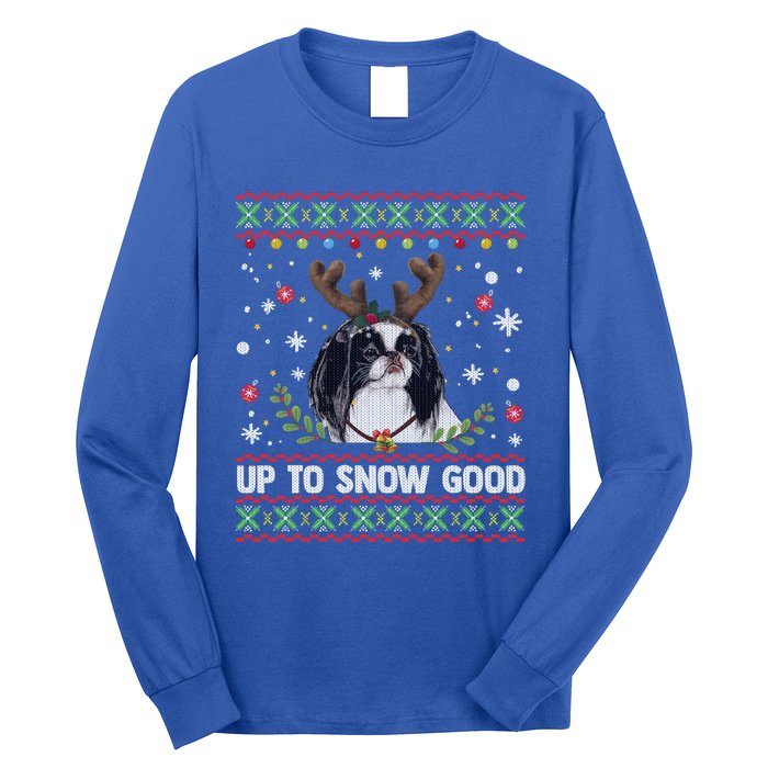 Japanese Chin Dog Reindeer Ugly Christmas Sweater Cool Gift Long Sleeve Shirt