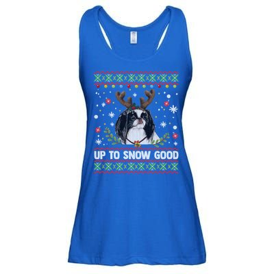 Japanese Chin Dog Reindeer Ugly Christmas Sweater Cool Gift Ladies Essential Flowy Tank