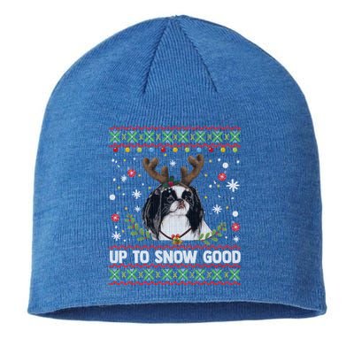 Japanese Chin Dog Reindeer Ugly Christmas Sweater Cool Gift Sustainable Beanie