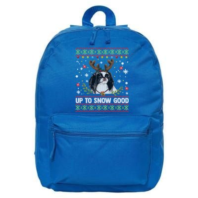 Japanese Chin Dog Reindeer Ugly Christmas Sweater Cool Gift 16 in Basic Backpack