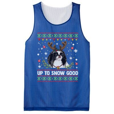 Japanese Chin Dog Reindeer Ugly Christmas Sweater Cool Gift Mesh Reversible Basketball Jersey Tank