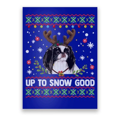 Japanese Chin Dog Reindeer Ugly Christmas Sweater Cool Gift Poster