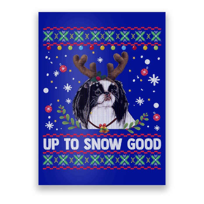 Japanese Chin Dog Reindeer Ugly Christmas Sweater Cool Gift Poster