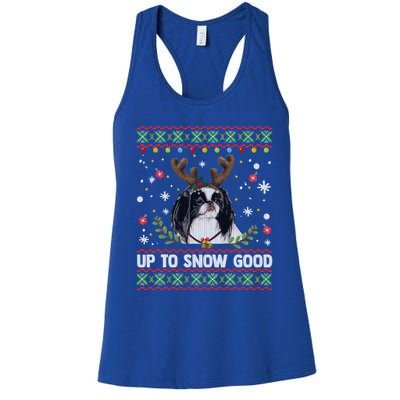 Japanese Chin Dog Reindeer Ugly Christmas Sweater Cool Gift Women's Racerback Tank