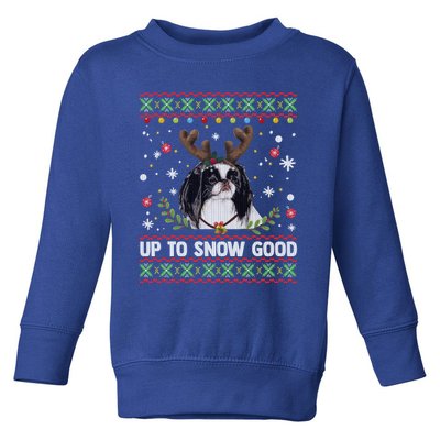 Japanese Chin Dog Reindeer Ugly Christmas Sweater Cool Gift Toddler Sweatshirt