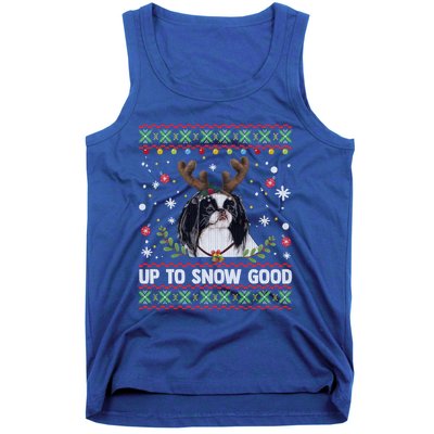 Japanese Chin Dog Reindeer Ugly Christmas Sweater Cool Gift Tank Top