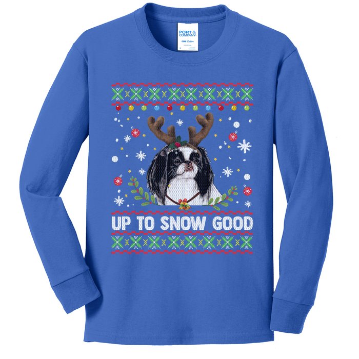 Japanese Chin Dog Reindeer Ugly Christmas Sweater Cool Gift Kids Long Sleeve Shirt