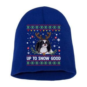 Japanese Chin Dog Reindeer Ugly Christmas Sweater Cool Gift Short Acrylic Beanie