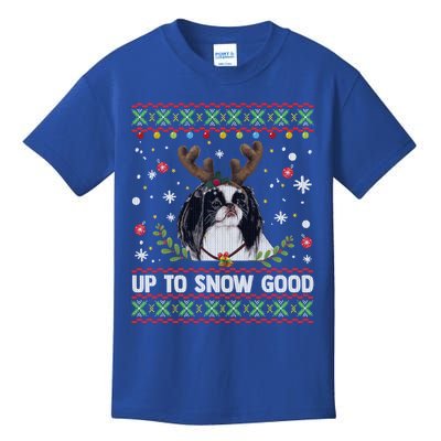 Japanese Chin Dog Reindeer Ugly Christmas Sweater Cool Gift Kids T-Shirt