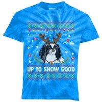 Japanese Chin Dog Reindeer Ugly Christmas Sweater Cool Gift Kids Tie-Dye T-Shirt