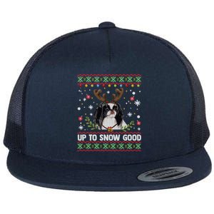 Japanese Chin Dog Reindeer Ugly Christmas Sweater Cool Gift Flat Bill Trucker Hat