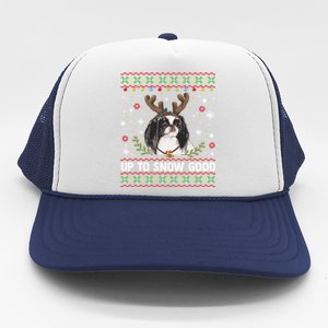 Japanese Chin Dog Reindeer Ugly Christmas Sweater Cool Gift Trucker Hat