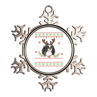 Japanese Chin Dog Reindeer Ugly Christmas Sweater Cool Gift Metallic Star Ornament