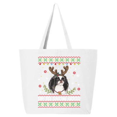 Japanese Chin Dog Reindeer Ugly Christmas Sweater Cool Gift 25L Jumbo Tote