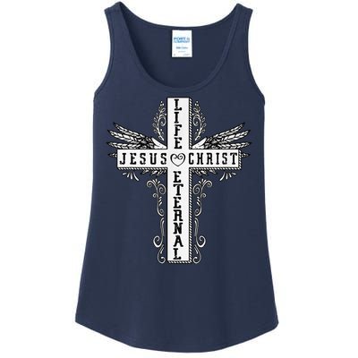 Jesus Cross Drawing Life Eternal Christian Quotes Bible Ladies Essential Tank