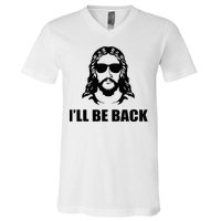 Jesus Christ Design I´Ll Be Back Jesus V-Neck T-Shirt