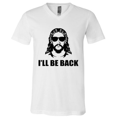 Jesus Christ Design I´Ll Be Back Jesus V-Neck T-Shirt