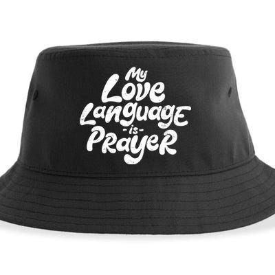 Jesus Christian Easter Vintage Retro My Love Language Is Prayer Sustainable Bucket Hat