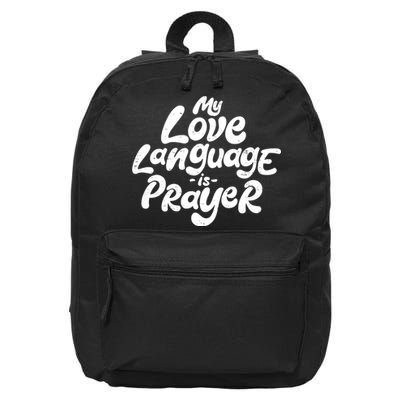 Jesus Christian Easter Vintage Retro My Love Language Is Prayer 16 in Basic Backpack