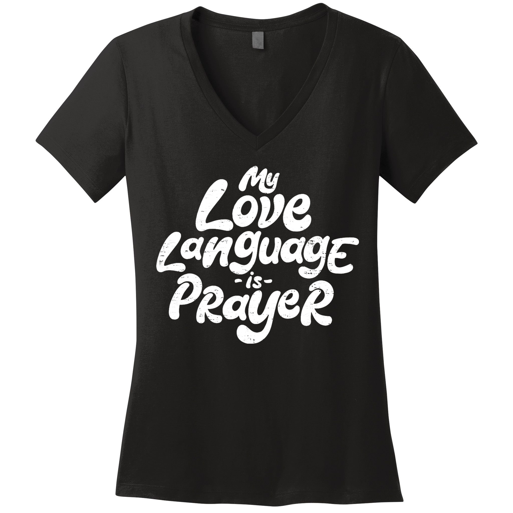 Jesus Christian Easter Vintage Retro My Love Language Is Prayer Women's V-Neck T-Shirt