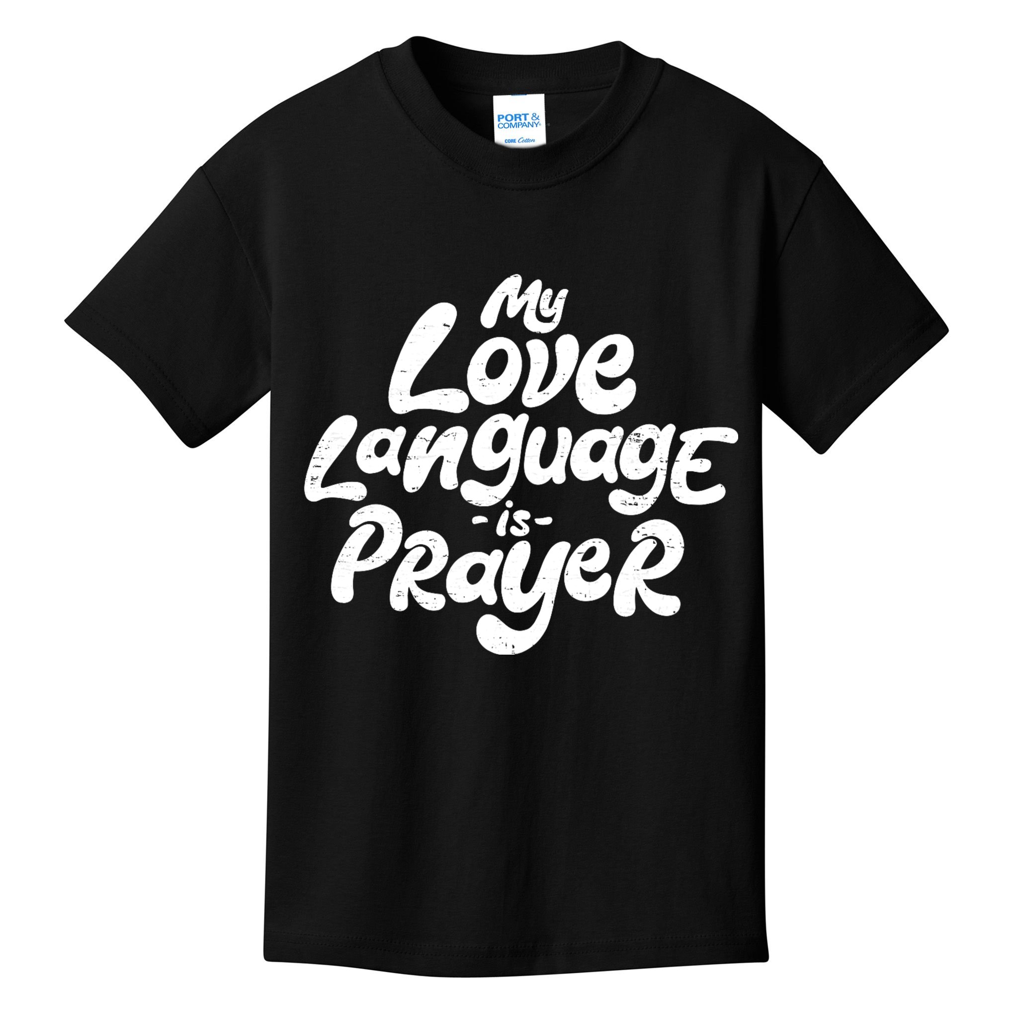 Jesus Christian Easter Vintage Retro My Love Language Is Prayer Kids T-Shirt
