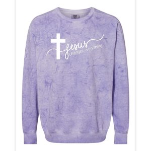 Jesus Changes Everything Cross Colorblast Crewneck Sweatshirt