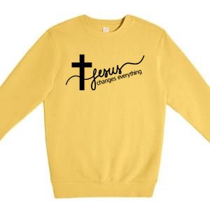 Jesus Changes Everything Cross Premium Crewneck Sweatshirt