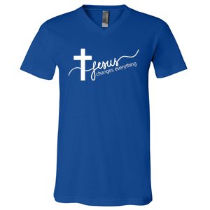 Jesus Changes Everything Cross V-Neck T-Shirt