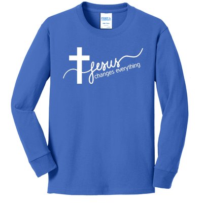 Jesus Changes Everything Cross Kids Long Sleeve Shirt