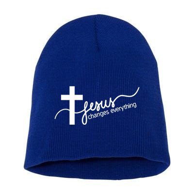Jesus Changes Everything Cross Short Acrylic Beanie