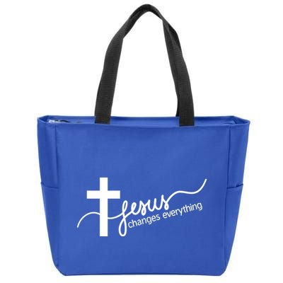 Jesus Changes Everything Cross Zip Tote Bag