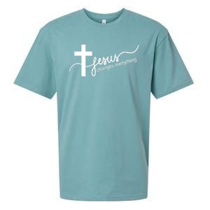 Jesus Changes Everything Cross Sueded Cloud Jersey T-Shirt