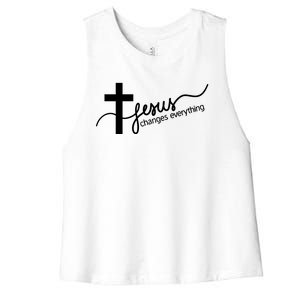 Jesus Changes Everything Cross Women's Racerback Cropped Tank