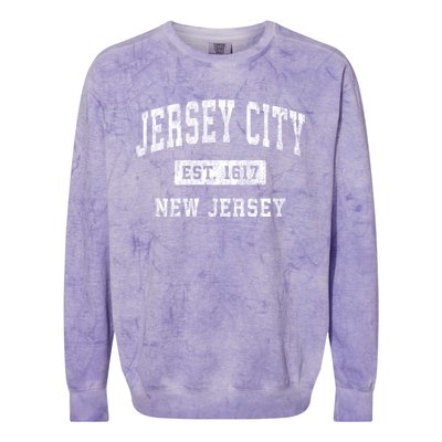 Jersey City Est 1617 New Jersey Nj Vintage Established Sports Design Colorblast Crewneck Sweatshirt