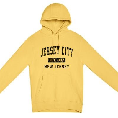 Jersey City Est 1617 New Jersey Nj Vintage Established Sports Design Premium Pullover Hoodie