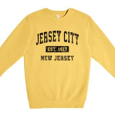 Jersey City Est 1617 New Jersey Nj Vintage Established Sports Design Premium Crewneck Sweatshirt