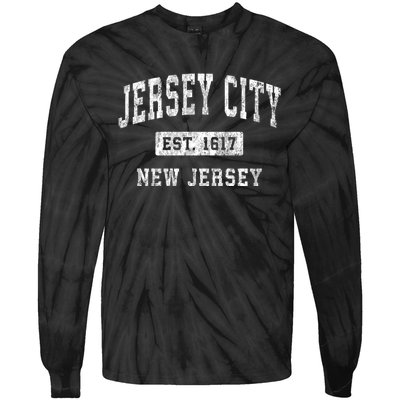 Jersey City Est 1617 New Jersey Nj Vintage Established Sports Design Tie-Dye Long Sleeve Shirt