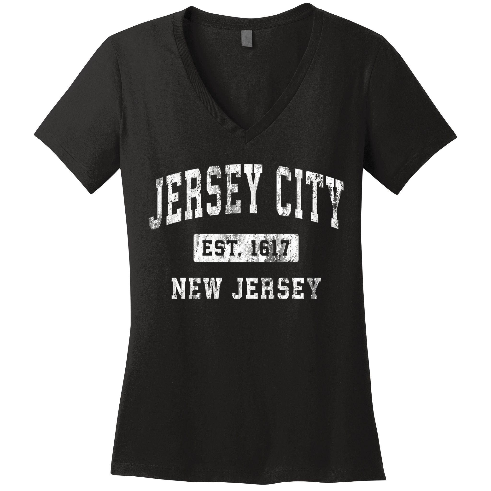 Jersey City Est 1617 New Jersey Nj Vintage Established Sports Design Women's V-Neck T-Shirt
