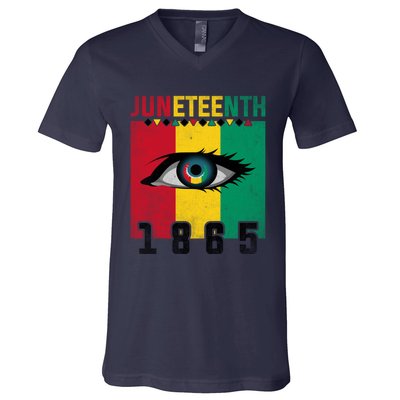 Juneteenth Celebration Eye Black History African American Gift V-Neck T-Shirt