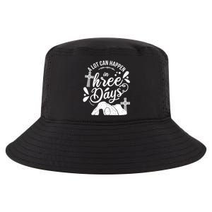 Jesus Christian Easter A Lot Can Happen In Three Days Cool Comfort Performance Bucket Hat