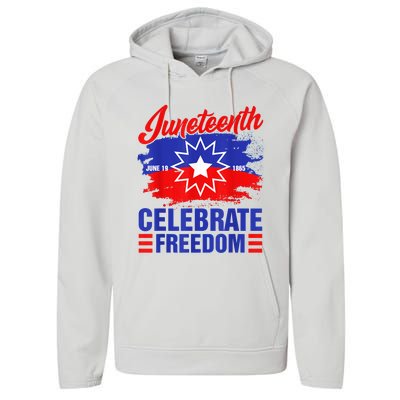 Juneteenth Celebrate Freedom Red White Blue Free Black Slave Performance Fleece Hoodie